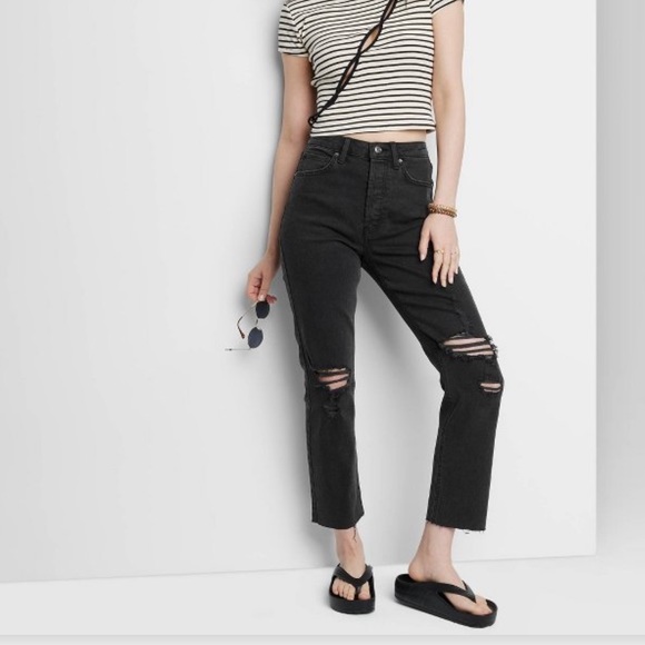 Wild fable high rise distressed straight ankle jeans - Picture 3 of 3